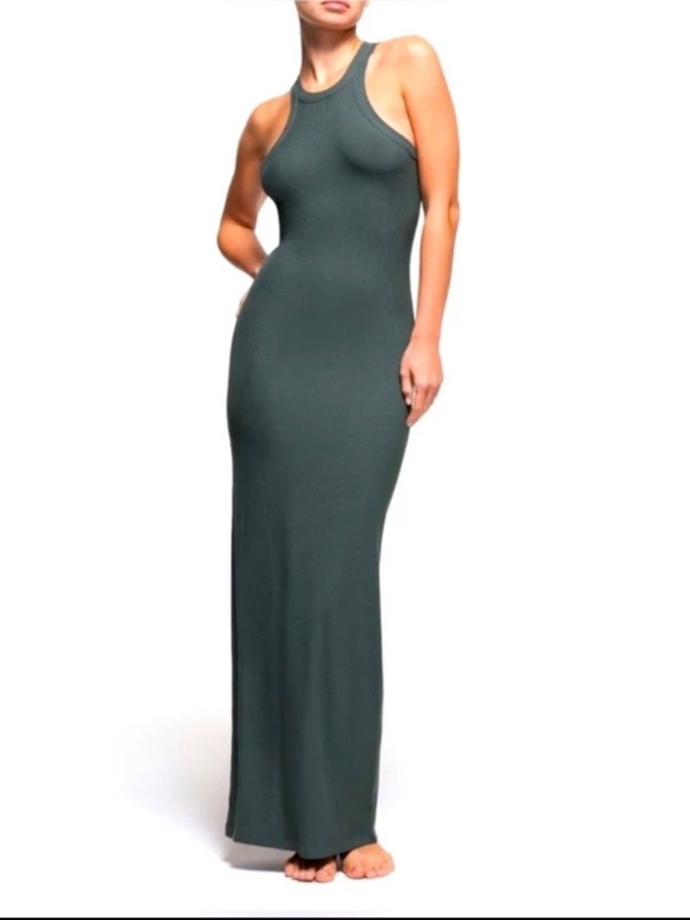 Skims deep sea high neck soft lounge maxi dress xs